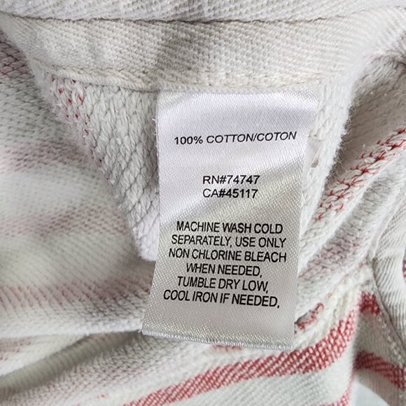 Womens Natural Reflections Hoodie Sweatshirt Red White Striped V Neck Size XL - Picture 4 of 8
